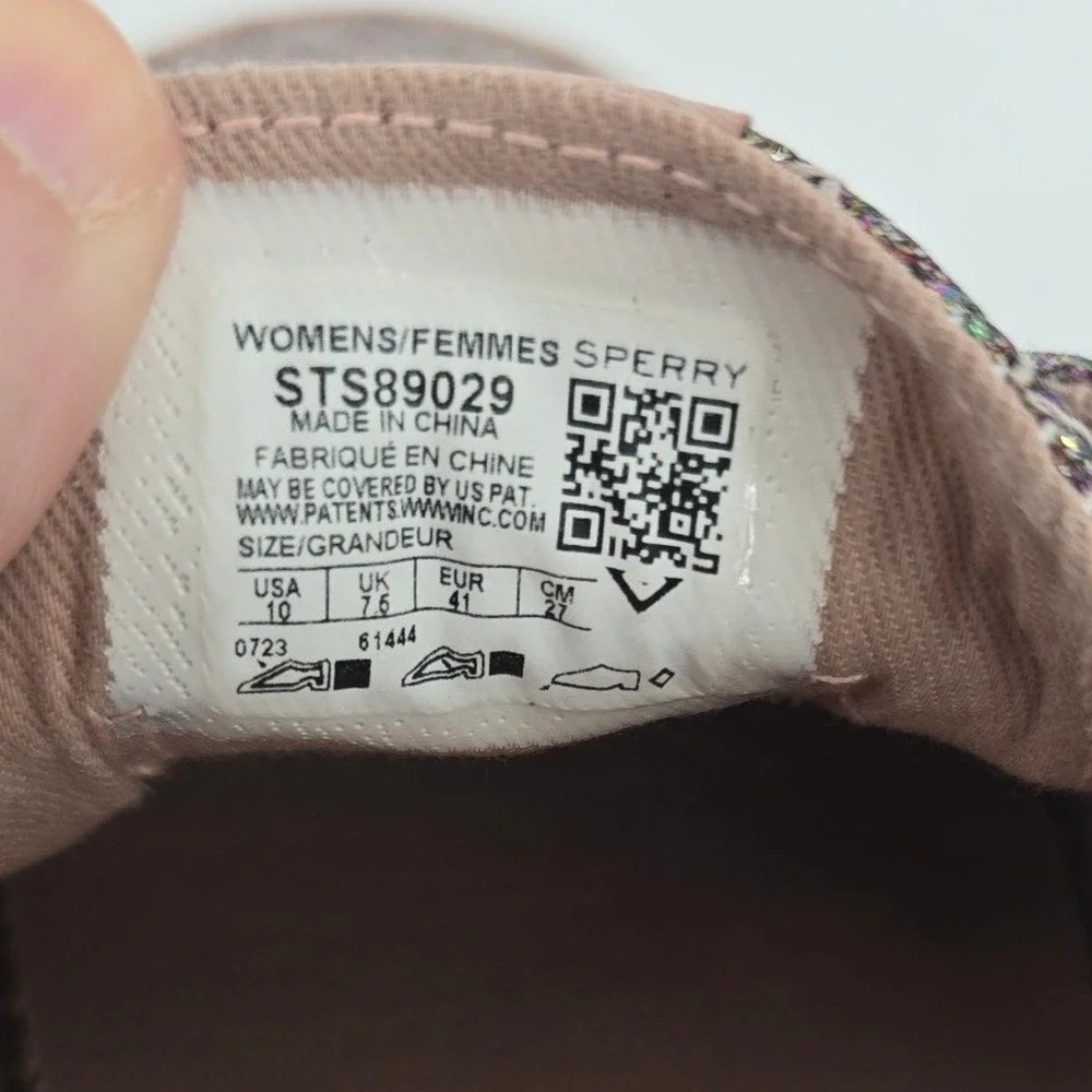 Sperry Sneakers Womens 10 Pink Crest Vibe SeaCycled Quilted Glitter STS89029